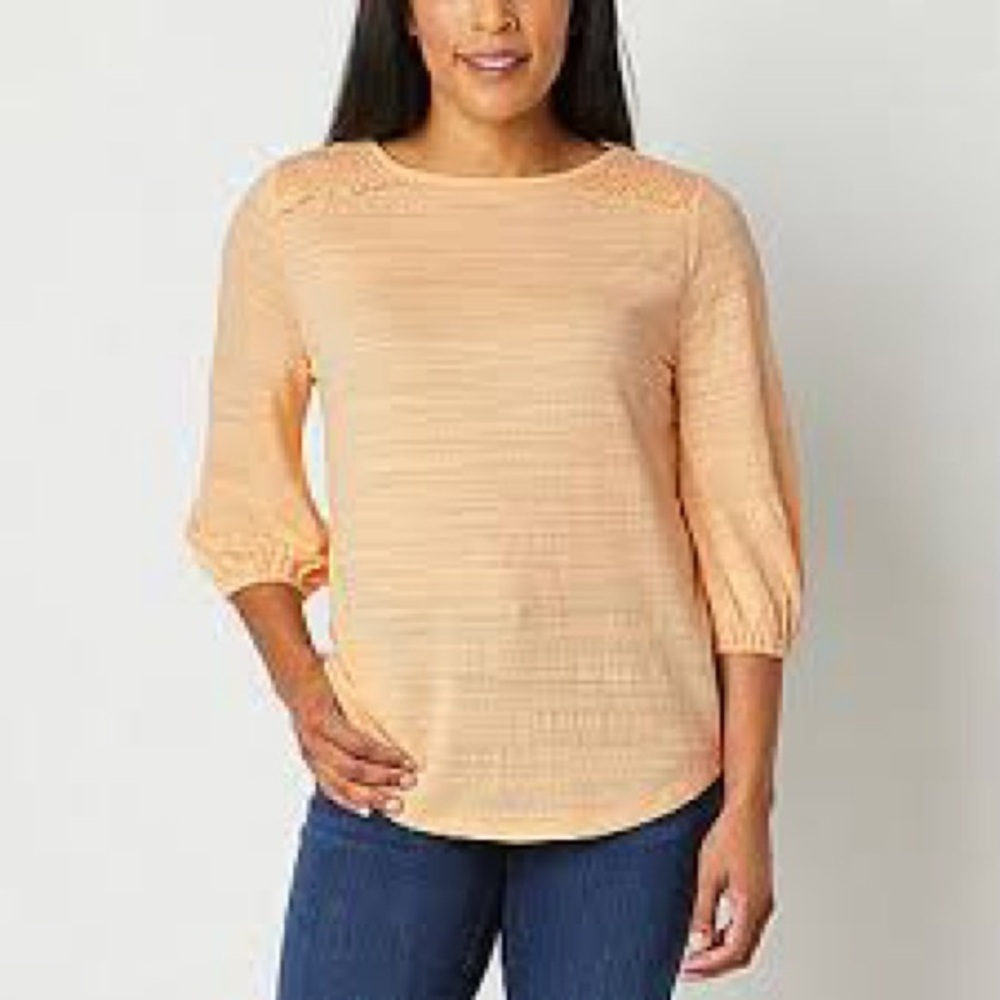 Liz Claiborne Women's Round Neck 3/4 Sleeve in Apricot NWT XXL